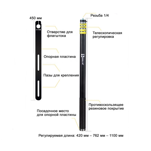 SMNU+ 03.12.SM012-18 Флагшток одинарный для мотоцикла под центральный кофр | КУКУХА ШОП фото 3