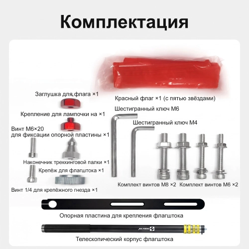SMNU+ 03.12.SM012-18 Флагшток одинарный для мотоцикла под центральный кофр | КУКУХА ШОП фото 8