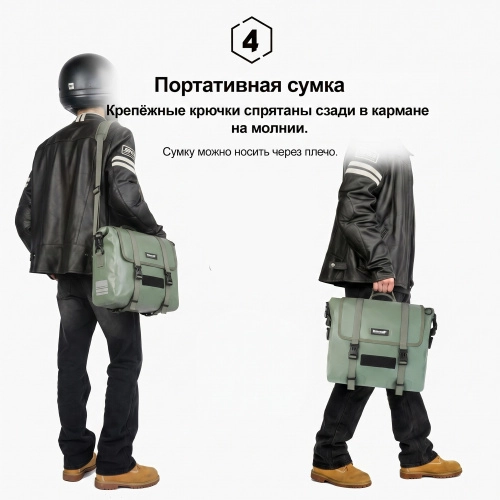 RhinoWalk MTR2030GN Быстросъемный мягкий кофр / мотосумка 15L зеленая герметичная | КУКУХА ШОП фото 8