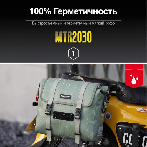 RhinoWalk MTR2030GN Быстросъемный мягкий кофр / мотосумка 15L зеленая герметичная | КУКУХА ШОП фото 5