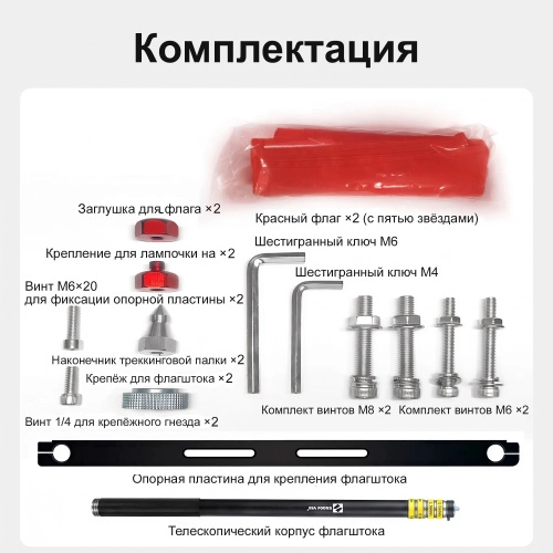 SMNU+ 03.12.SM012-19 Флагшток двойной для мотоцикла под центральный кофр | КУКУХА ШОП фото 8