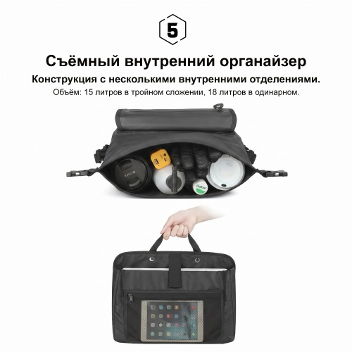 RhinoWalk MTR2030GN Быстросъемный мягкий кофр / мотосумка 15L зеленая герметичная | КУКУХА ШОП фото 9