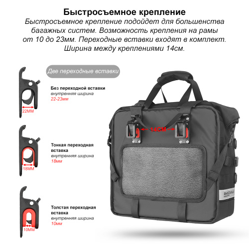 RhinoWalk MTR2050 Мягкий боковой кофр 25L с жесткой стенкой | КУКУХА ШОП фото 22